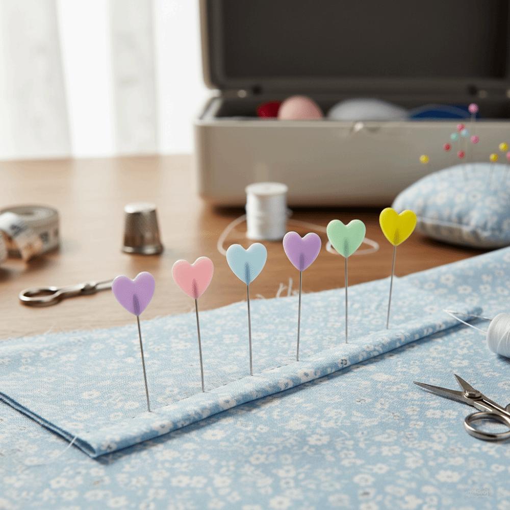200 ST/LÅDA Flerfärgade Sömnadsmärkare Nål Professionell Precision Fästnål DIY Kärlekshjärtan Patchworknålar Sömmerska