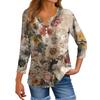 Women's T Shirt Tee Print Button 3/4 Sleeve Tunic Daily Weekend Fashion Basic V- Neck Regular Top