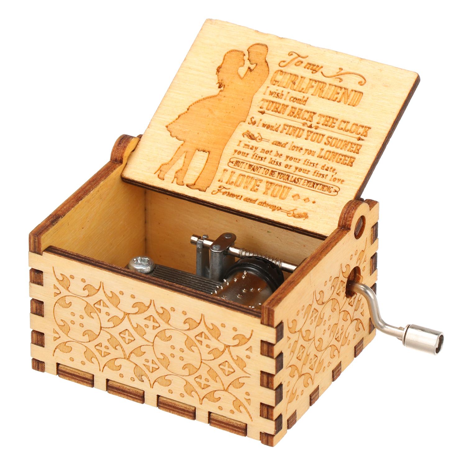 1PCS Wooden Music Box Personalized Music Box Hand-Cranked Antique Music Box Gifts For Wife Home Decoration