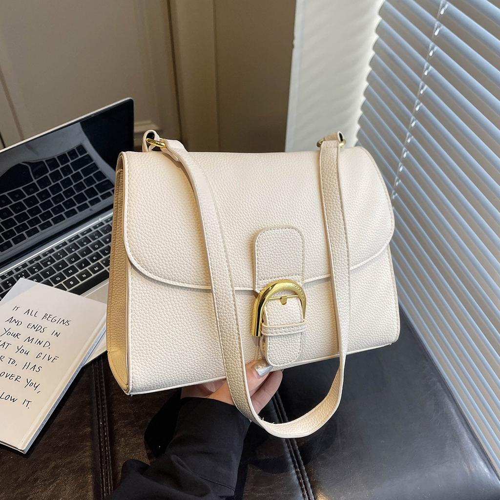 Luxury Retro Lychee Pattern SquareHandbags for Women 2026 New Style Versatile Commute One Shoulder Crossbody Bags PU Pouch