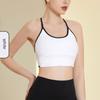 New Back Cross Beauty Back Exercise Bra Women's Sexy Workout Underwear Contrast Color Splicing Sling Thin Yoga Vest