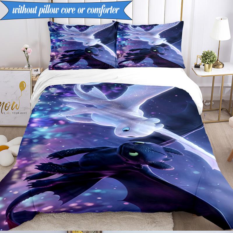 3PCS Train dragon Bedding Set Duvet Cover Closure Includes 1 Duvet Cover & 2 Pillowcases for All Seasons Bedroom Decor Christmas Fan gifts