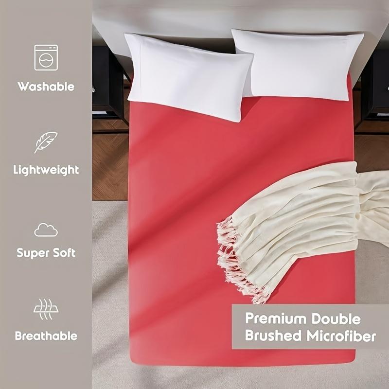 

1 шт. Ультрамягкая простыня на резинке, Дышащая, Глубина кармана 30 см, Подходит для наматрасника, Удобное постельное белье для всех сезонов, Наволочка в комплект не входит, 90cm*200cm красный