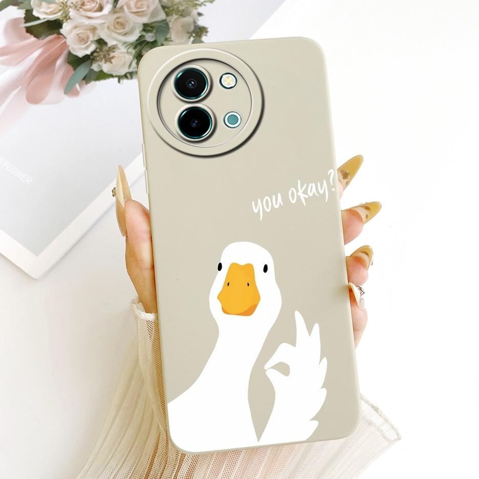 For Vivo Y38 5G Case Vivo Y58 V2355 Cute Cat Duck Cartoon Cover Soft TPU Matte Phone Case For Vivo Y38 Y 58 VivoY38 VivoY58 Bags