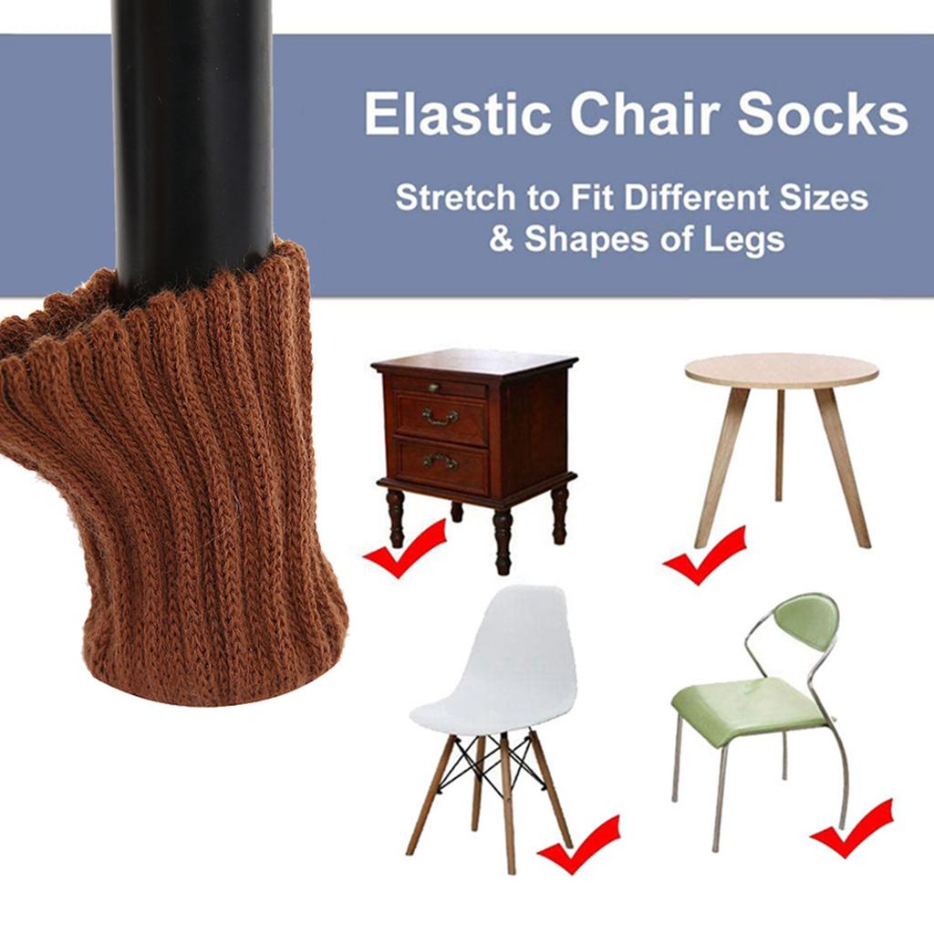 24Pcs Knitting Chair Leg Cover Elastic Table Foot Socks Non-Slip Anti-Noise Floor Protectors Pad Chair Socks for Furniture Decor