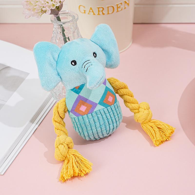 New Dog Sound-making Toy Elephant Plush Toy cat Entertainment Toy, Small-sized Dog Training and Chewing Pet Toy (Blue,L) синий