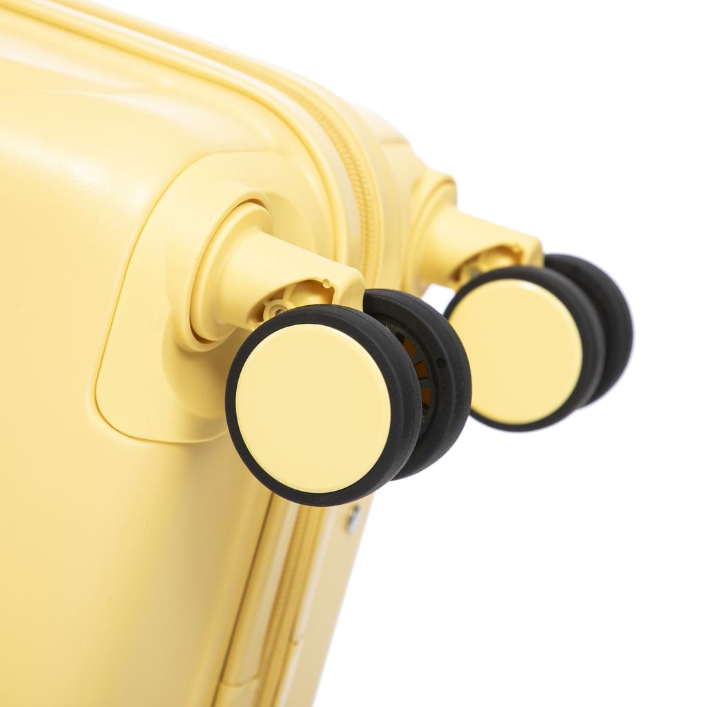 14"/19" 2-Piece ABS Spinner Suitcase Set with Combination Lock & 14" Cosmetic Bag (Yellow)