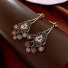 Medieval Vintage Rhombus Flower Earrings Retro Light Luxury High-end Earrings Niche Court Style Earrings