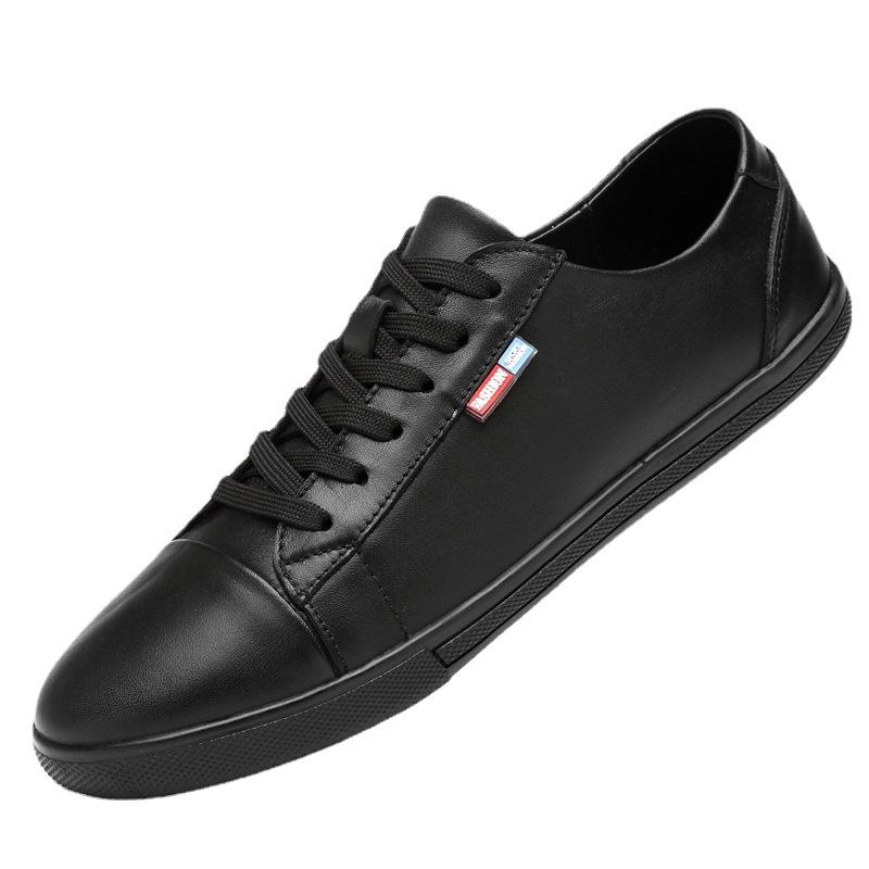 First layer cowhide white shoes casual fashion single shoes shallow mouth outdoor board shoes men's shoes