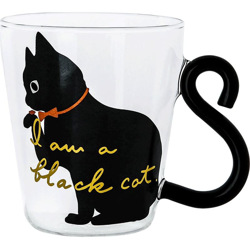 Japan Style 300ML Cute Cat Glass Water Cup Milk Tea Tea Cup Kitty Coffee Mug with Cat Tail Handle Drinkware
