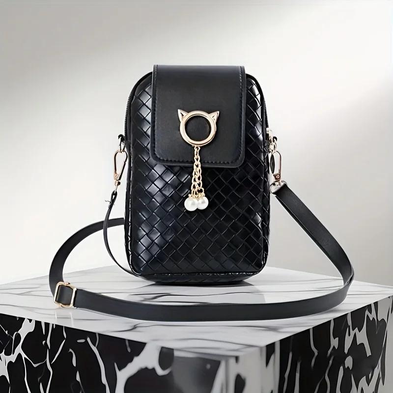 Fashion Women Mini PU Leather Crossbody Shoulder Bag Casual Mobile Phone Wallet Cute Handbag for Girls чёрный