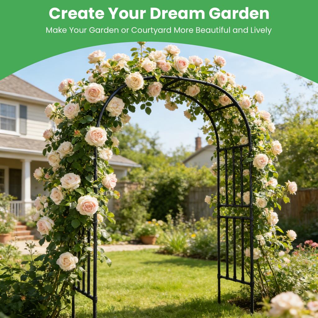 7.87ft Metal Arch Frame for Climbing Plants Garden Arch Metal Trellis for Flower Vines Wedding Bridal Party Decoration