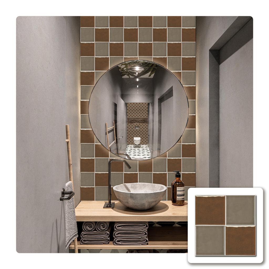 10 Pieces Of European Solid Color Square Brick Wallpaper Self-Adhesive Kitchen Waterproof And Oil-Proof Thickened Tile Sticker Wall Sticker