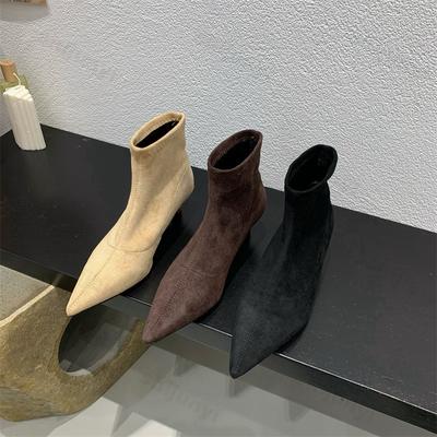 Herbst Winter Damen Sexy Spitz Zehen Stretch Stiefeletten Neu 2025 Mode Party Stiletto Hoher Absatz Socken Stiefeletten Botas De Mujer