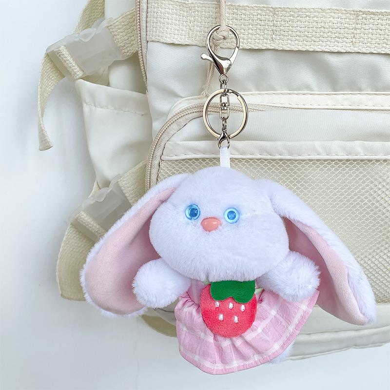 Cute Cute Apron Long Ears Rabbit Cartoon Doll Bag Grab Machine Doll Pendant Keychain Plush Doll