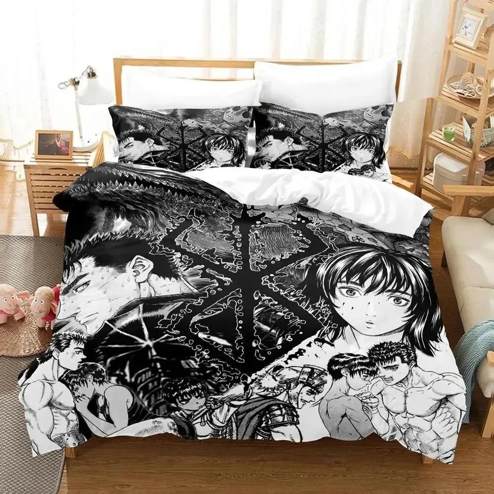 3D Print Anime Berserk Logo Bedding Set 3D Printed Suitable For Bedroom Duvet Cover Set With Pillowcases Kids Home Textile