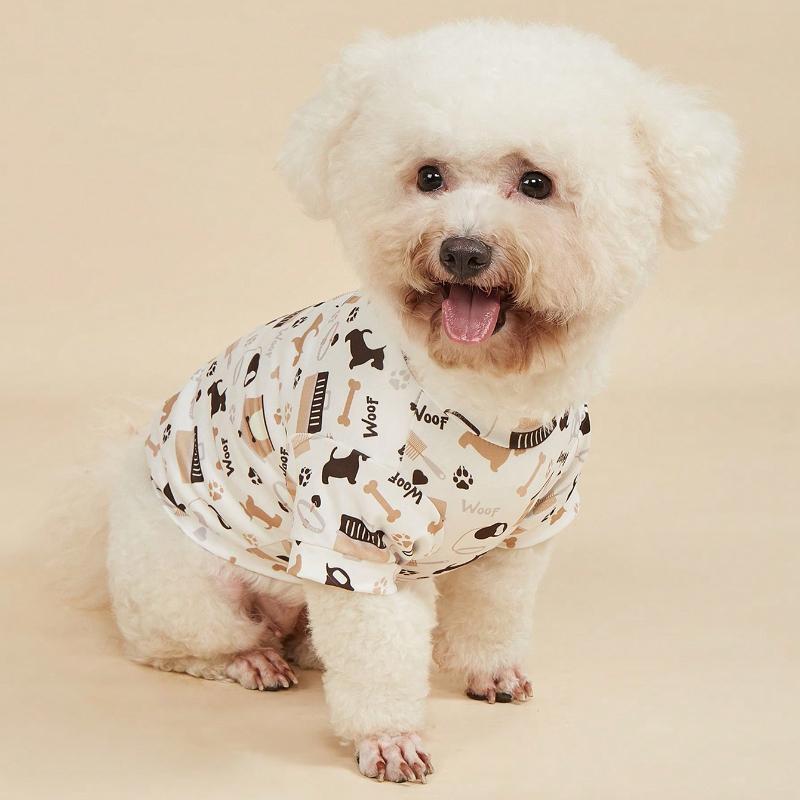 1 pièce T-shirt pour chien Camouflage, Léopard & Feuille d'érable Empreinte de patte Ciel étoilé, Respirant L