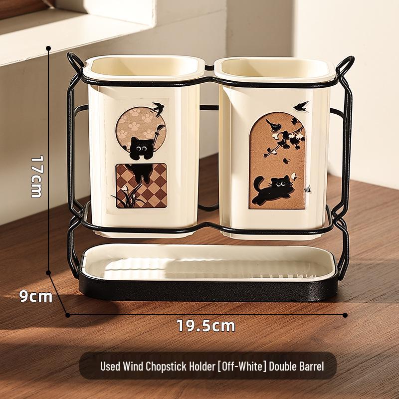 Punch-Free Wall-Mounted Chopstick & Spoon Holder - Multi-Functional Kitchen Draining Rack