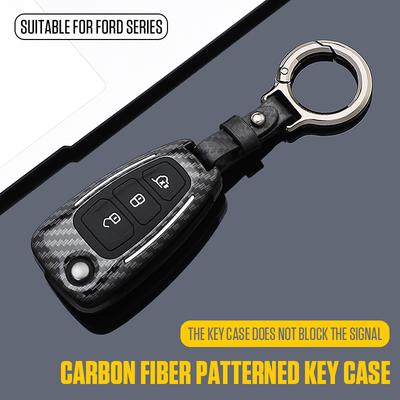 Carbon Fiber ABS Car Key Case Cover For Ford Fiesta Ranger C-Max S-Max Focus 3 4 Galaxy Mondeo Transit Tourneo Custom MK3 MK4