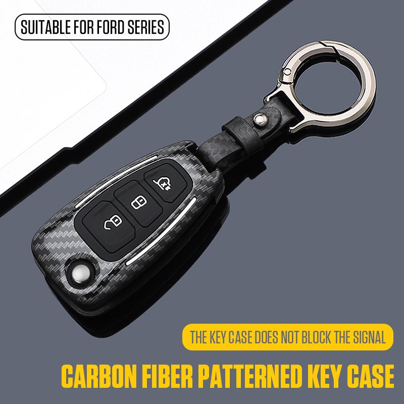 Carbon Fiber ABS Car Key Case Cover For Ford Fiesta Ranger C-Max S-Max Focus 3 4 Galaxy Mondeo Transit Tourneo Custom MK3 MK4