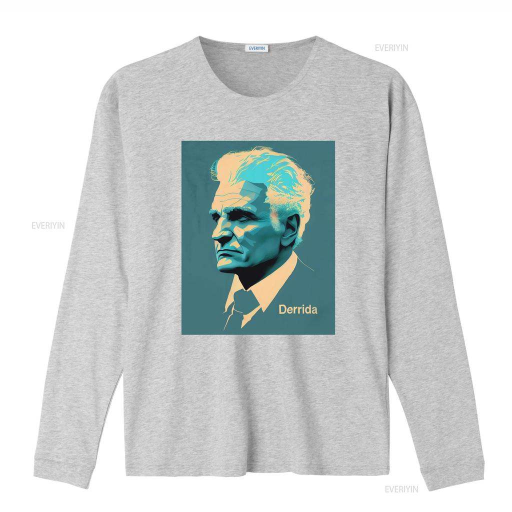 Jacques Derrida Retro Minimalist T Shirt Philosophy Mindspring Retreat Casual Crew Neck Slight Stretch Fabric Regular Vintage