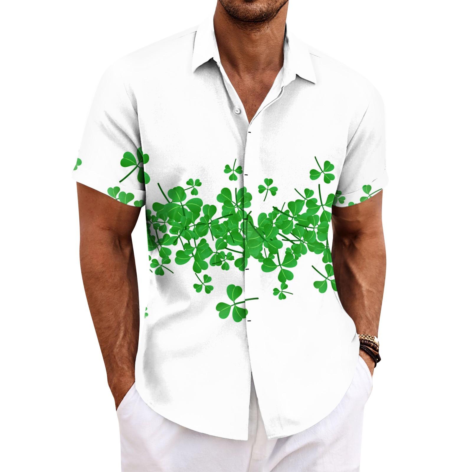 

Рубашка для мужчин, мужские винтажные рубашки для боулинга на пуговицах, летняя пляжная рубашка с коротким рукавом M белый