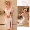 French Style Elegance Sexy Couple Date Nightdress/See-through Lace Edge Deep V Split Hollow Dress/Pajamas