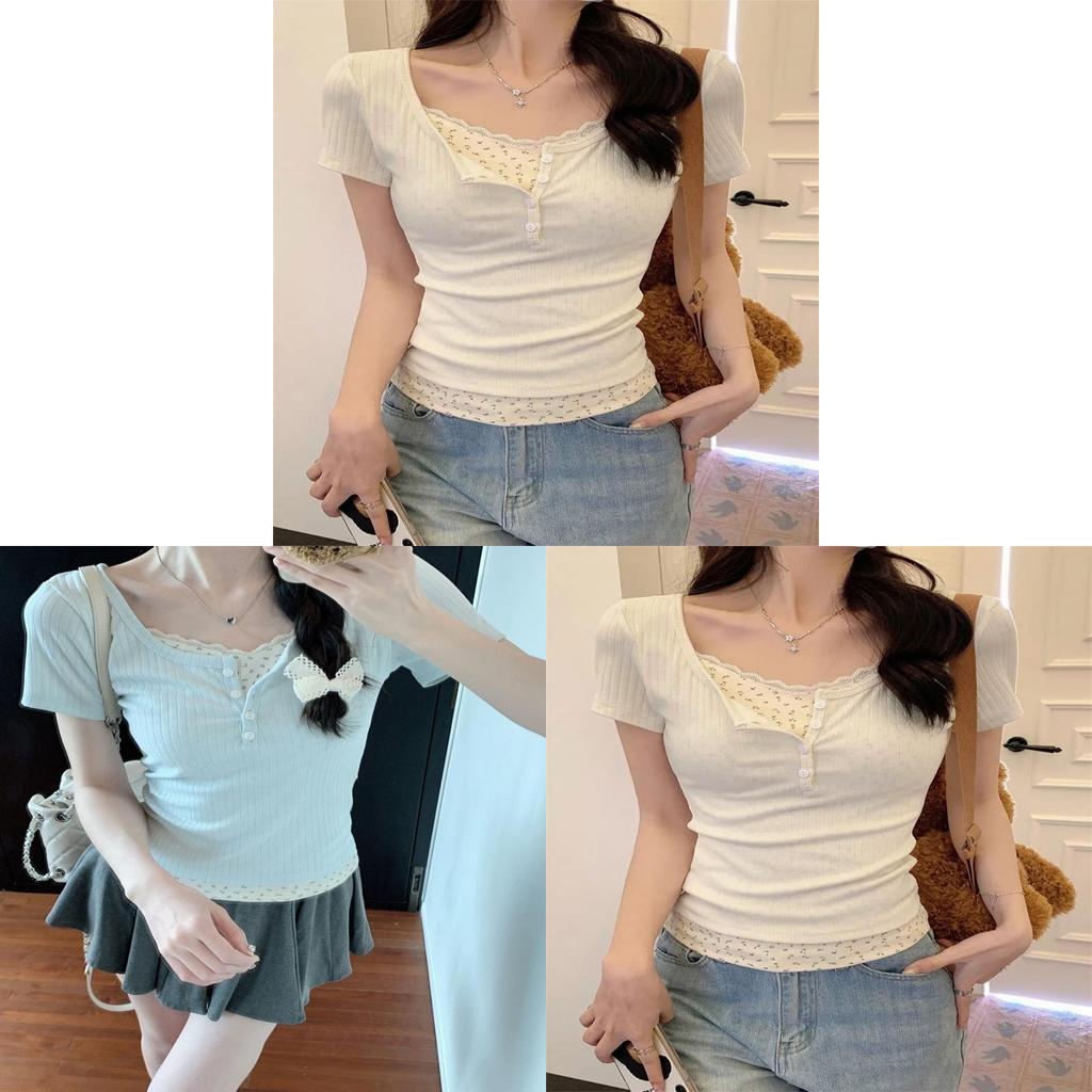 Floral T Shirt For Summer Women Slim Fit Casual Top