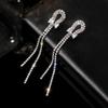 Diamond Bow Fringed Earrings, Temperament Earrings, Fashion Earrings For Women