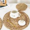 Straw Woven Placemat and Coaster Set – Heat Insulation, Cattail Design, Table Decoration Casserole Mat