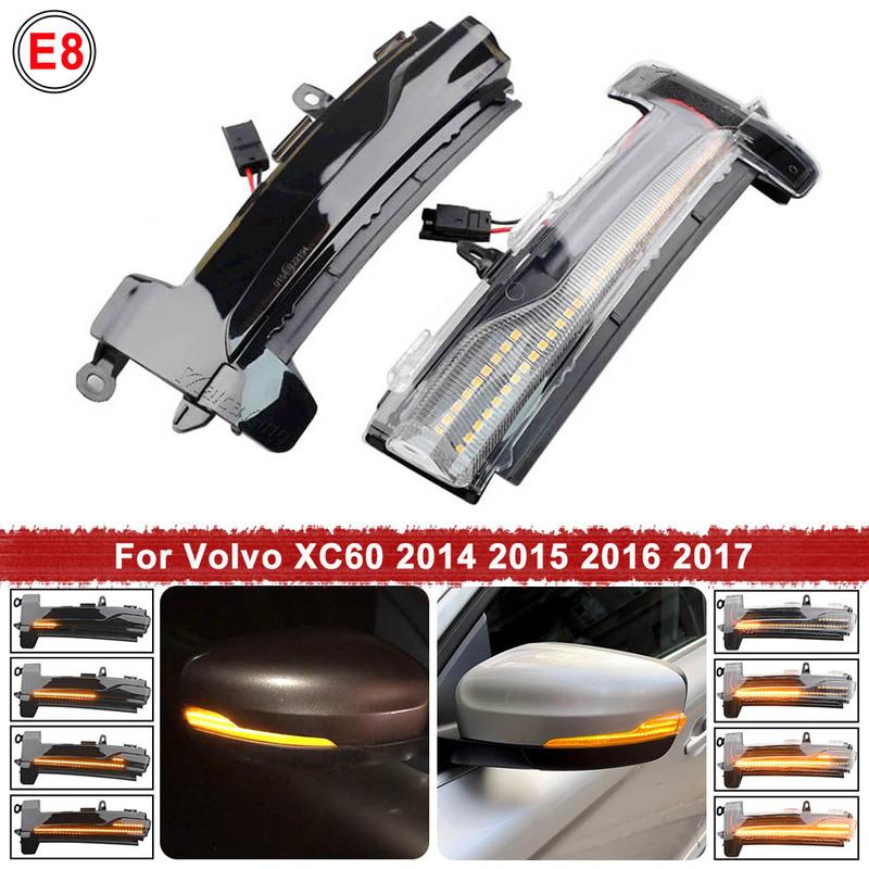 2x Dynamic LED Side Mirror Sequential Indicator Blinker Turn Signal Light For Volvo XC60 2014 2015 2016 2017
