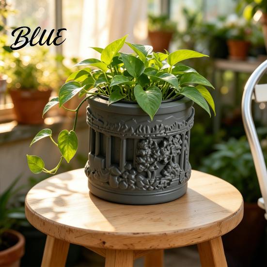 Environmentally Friendly Planter Pot Small Column Vintage Planter Mini Roman Embossed Flower Greek Relief Plant Pot Pillar Shaped Container