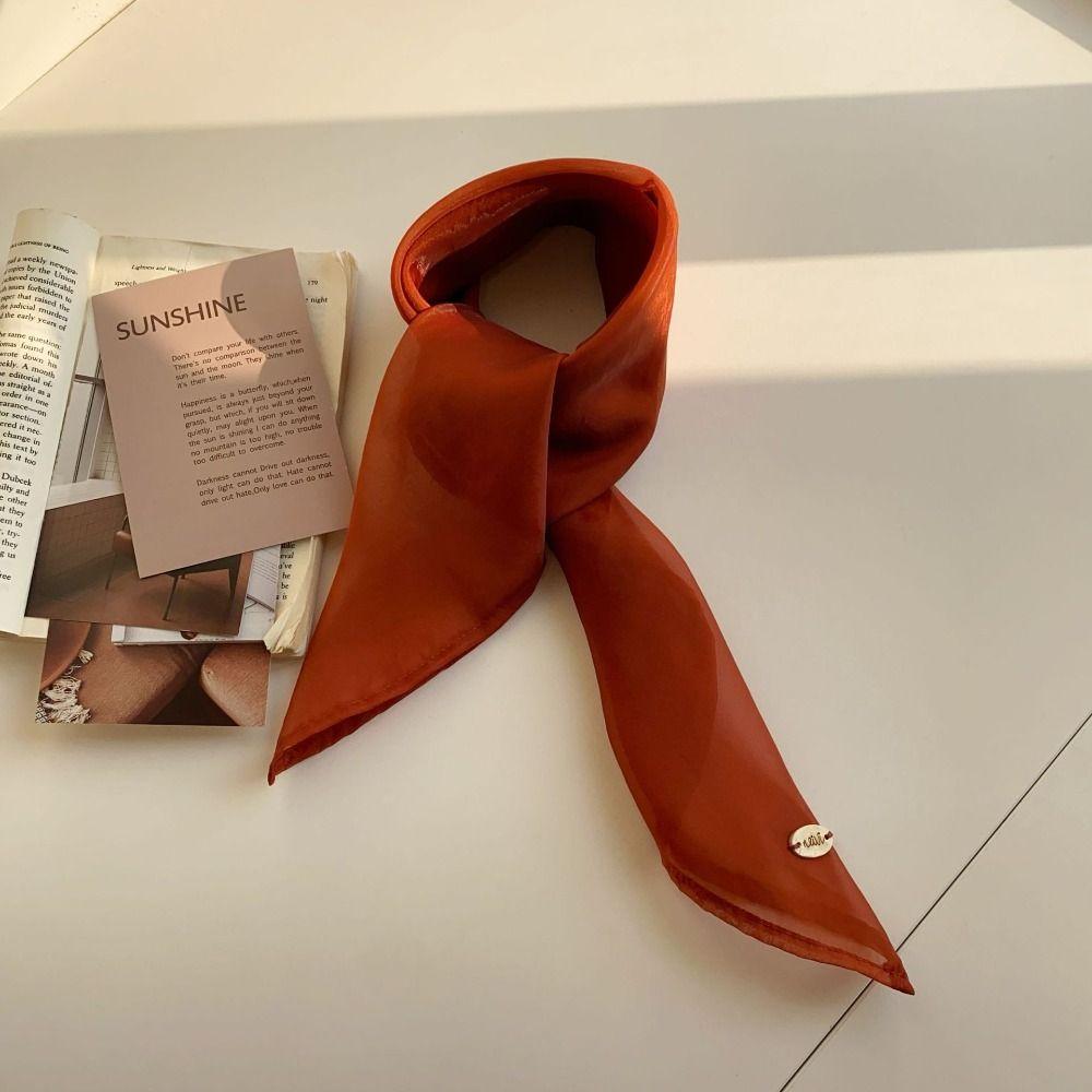 Transparent Cotton Linen Scarves Solid Color Square Handkerchief Small Square Scarf  Beach