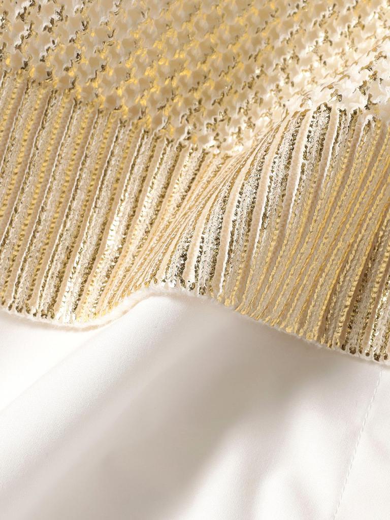 B:MING LIFE STORE by BEAMS Women's Glitter Knit Vest and Shirt Dress Set (Sizes S-M) White/Beige