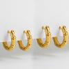 Creative Texture Bamboo Shape Small Hoop Earrings for Women Gold Plated Ear Buckle Mini Huggie Hoops Vintage Jewelry
