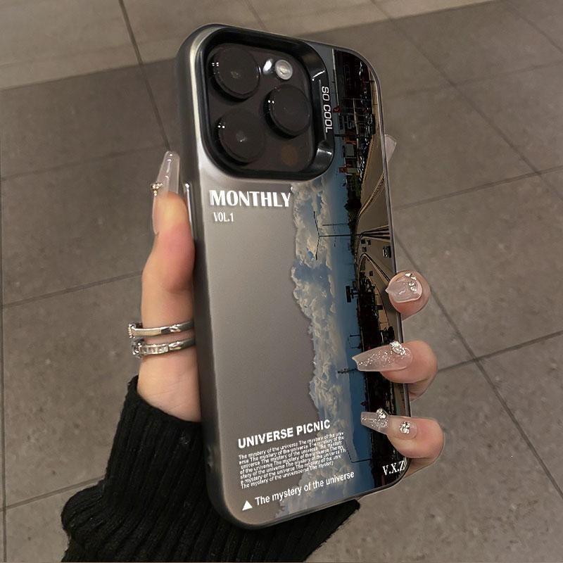 The scenery along the way applies to Apple 15promax colored silver case vivos18 Huawei oppo Xiaomi premium mobile phone case. apple x