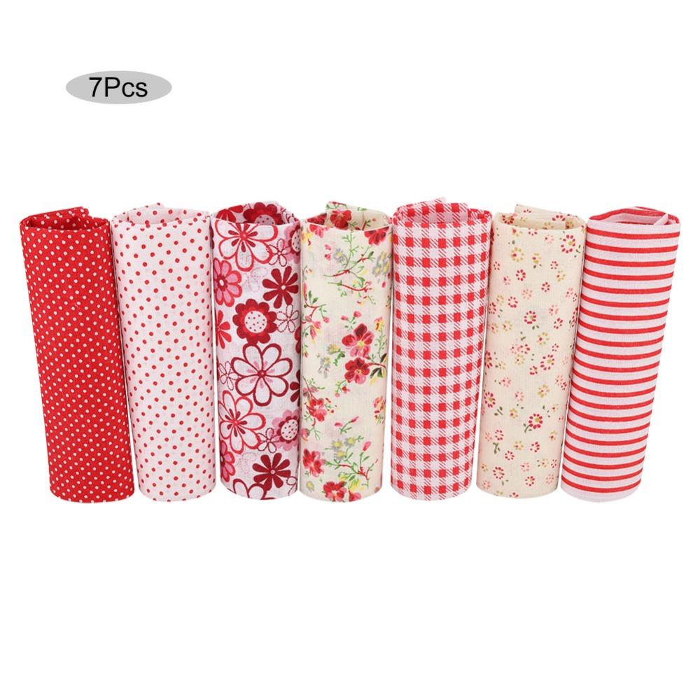 7Pcs Red floral pattern Patchwork Fabric 7 pieces per set Pre-cut Cloth Fabric art production