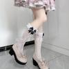 JK Lolita Spitzenstrümpfe Schleife Y2K Socken Damen Lange Strümpfe Teenager Uniform Kniestrümpfe Studentin Niedliche JK Socken