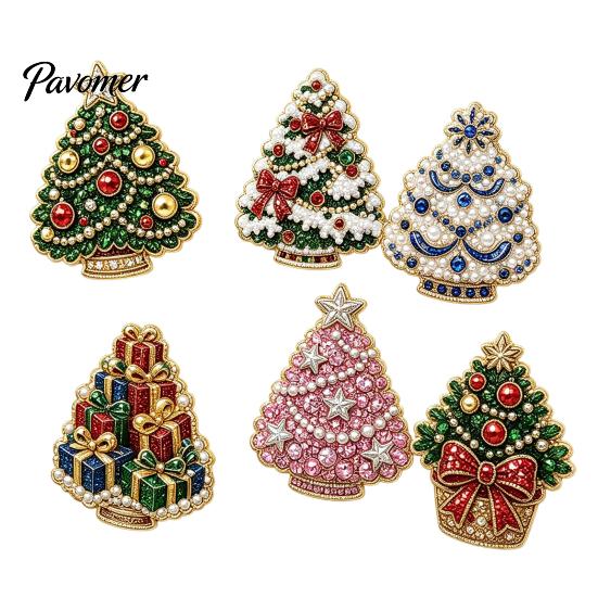 Holiday Home Decorations 6Pcs/Set Fridge Magnets Faux Pearl Art Kit, Christmas Snowman Tree Santa DIY Kits Magnets, Mosaic Refrigerator Decorative for