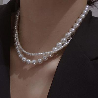 Vintage Court Style Baroque Pearls Stacked Necklace Versatile Hong Kong Style In Neck Chain Collar Female Tide Collarbone Chain
