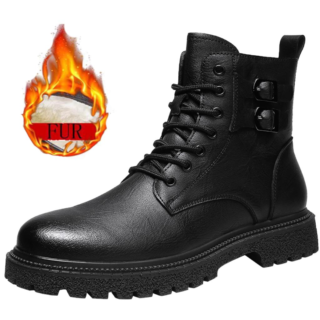 

Модные новые мужские высококачественные повседневные кожаные ботинки для свадебной вечеринки, универсальные с противоскользящим прочным плюшем и удобными теплыми ботинками 42