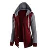 VANA WOMEN's WEAR Winter Color Block Long Sleeve Jacket Button Hooded Drawstring Coat