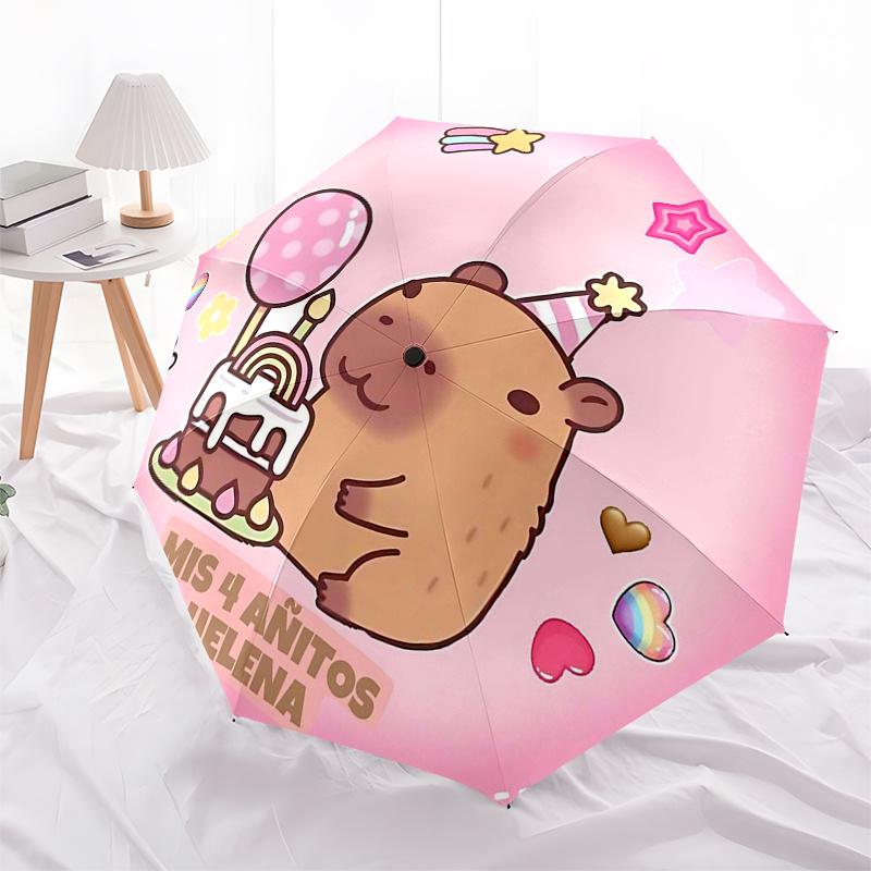 Capybara Themed Travel Umbrella-8 Ribs Automatic Opening and Closing, Portable Folding Design, Compact and Stylish Umbrella Suitable for Out