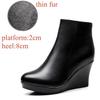 8cm 10cm Small Size 33-41 Comfortable Fall Winter Genuine Leather Boots Platform Wedges Shoes 2025 High Heels Ankle Botas Office