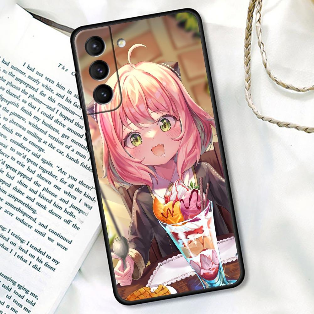 Süße Mädchen Spy X Familie Anya Forger Anime Hülle Abdeckung für Samsung Galaxy S21 S22 S20 S 21 Ultra FE Plus S8 S9 S10 Plus Lite Hüllen