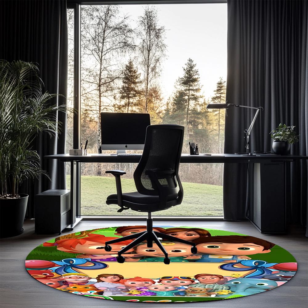 Cocomelon Printed Round Rug Carpet Chair Rug Area Rug Entryway Doormats,for Office Chair Living Room Bedroom Kitchen Room.