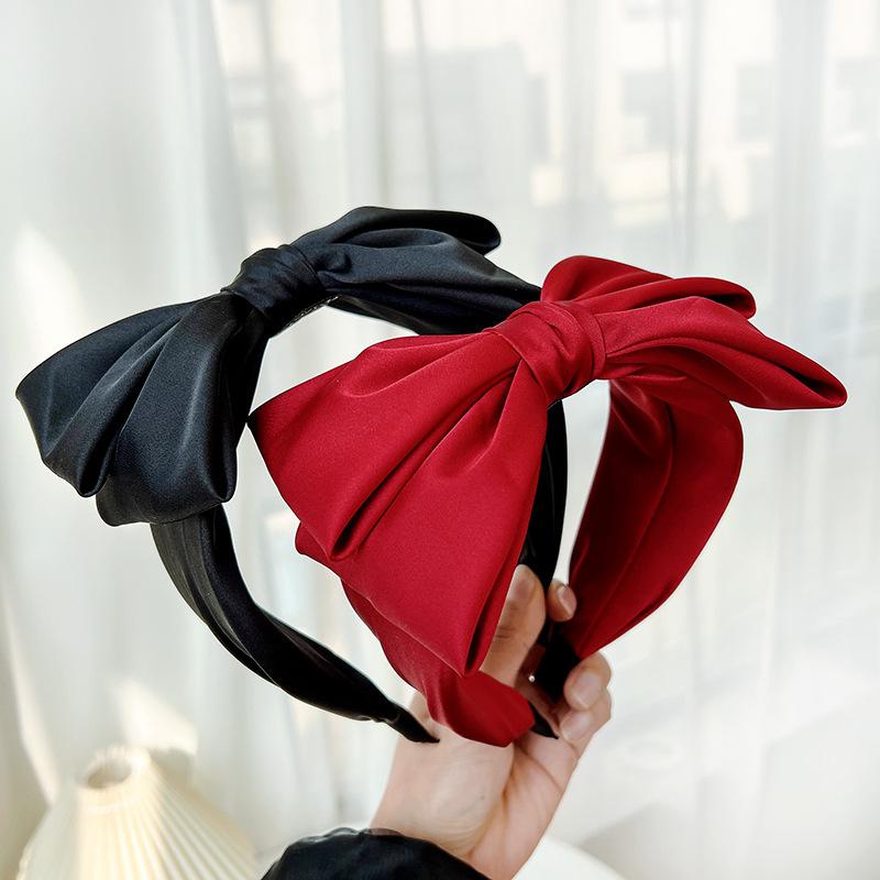 Women Girls Spring Colorful Silk Satin Bow Hairband Headband Adult Hair Accessories Hair Jewley
