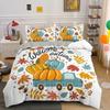 Autumn Pumpkin Truck Bedding Set Boys Girls Twin Queen Size Happy Fall Thanksgiving Duvet Cover Pillowcase Bed Boys Adult