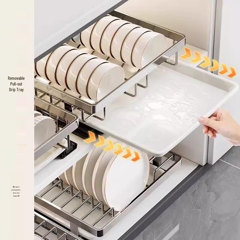Handun Foldable Drawer Kitchen Dish Storage Rack