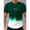 Summer Round Neck 3D Gradient Letters Print Top Fashionable Casual Short Sleeved Men's T-shirts